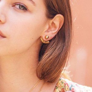 Sezane Annabelle Front Back Gold Earrings
